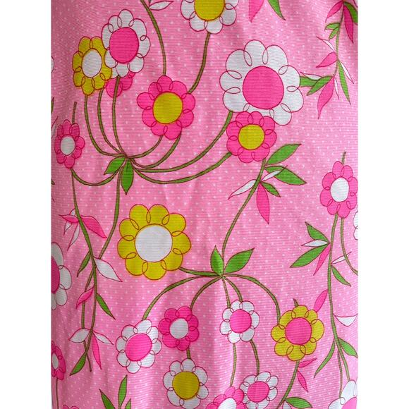 Vtg 60's Pink Flower Power Sleeveless Shift Dress Sz S/M Dayglo Retro Mod Daisy - Picture 7 of 8
